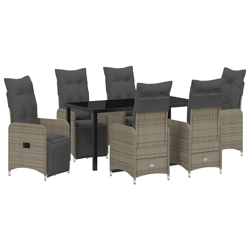 Garden Dining Set 7 Pieces Outdoor Furniture Grey Rattan Patio Table Chairs