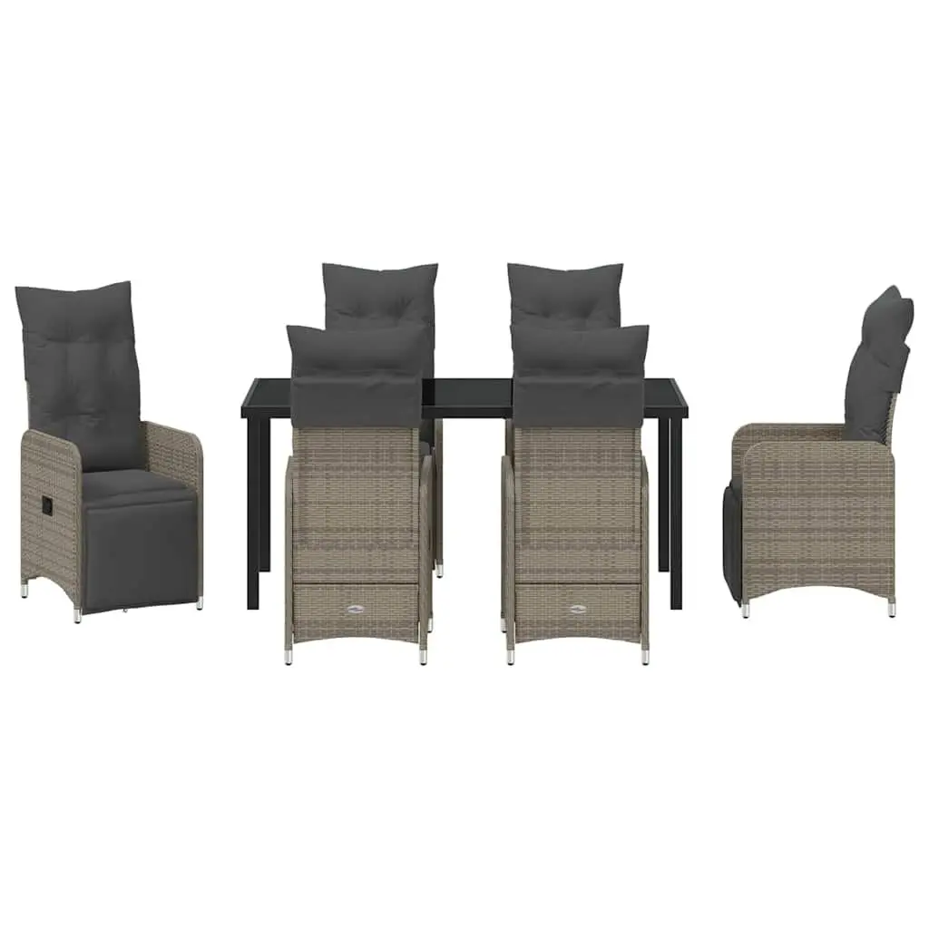Garden Dining Set 7 Pieces Outdoor Furniture Grey Rattan Patio Table Chairs