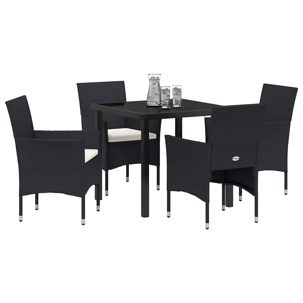 Garden Dining Set 5 Piece Outdoor Furniture Patio Table Chairs Black