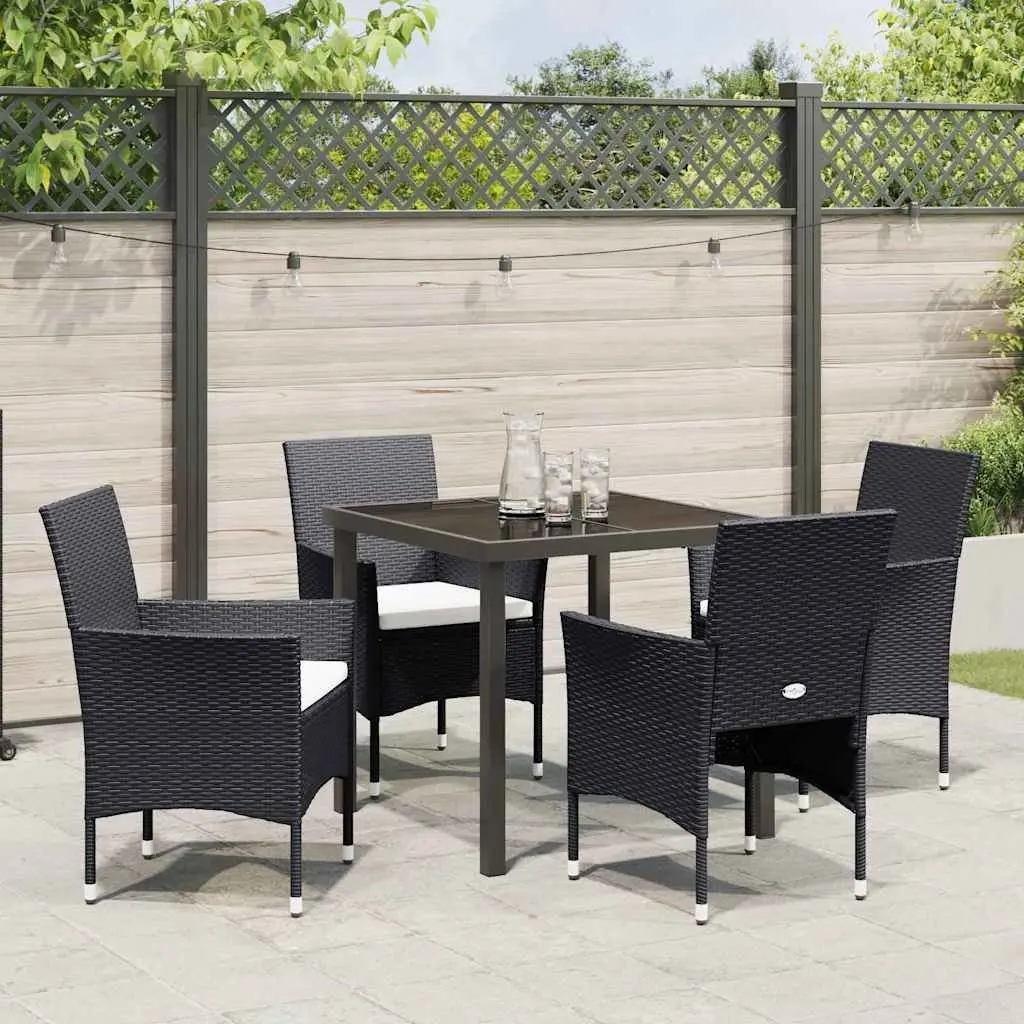 Garden Dining Set 5 Piece Outdoor Furniture Patio Table Chairs Black