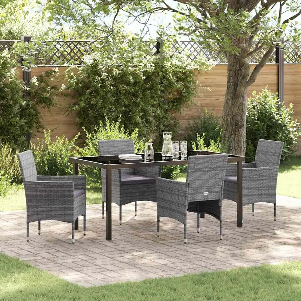 Garden Dining Set 5 Pieces Grey Outdoor Furniture Patio Table Chairs