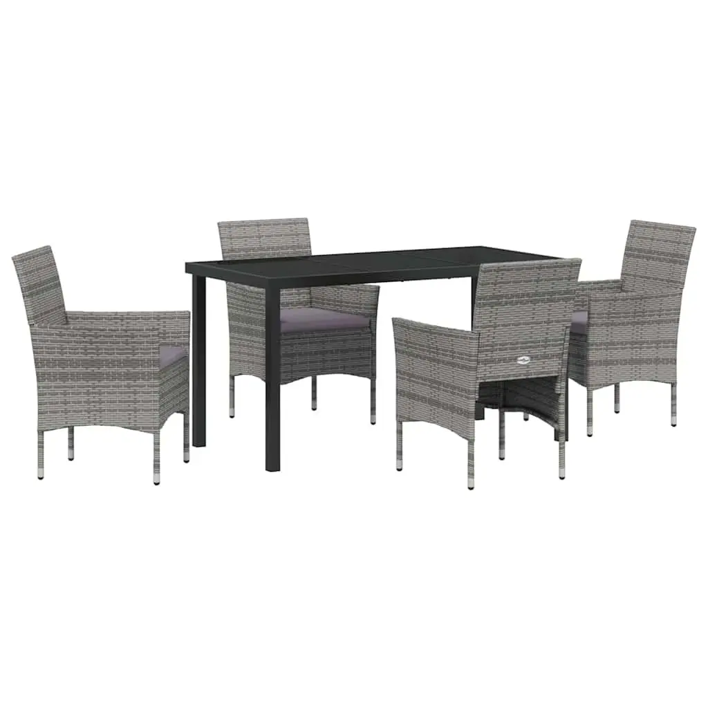 Garden Dining Set 5 Pieces Grey Outdoor Furniture Patio Table Chairs
