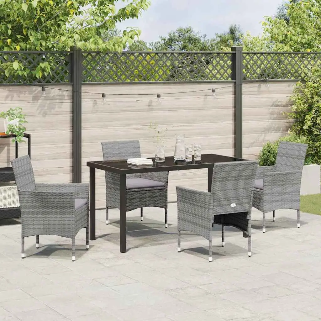 Garden Dining Set 5 Pieces Grey Outdoor Furniture Patio Table Chairs