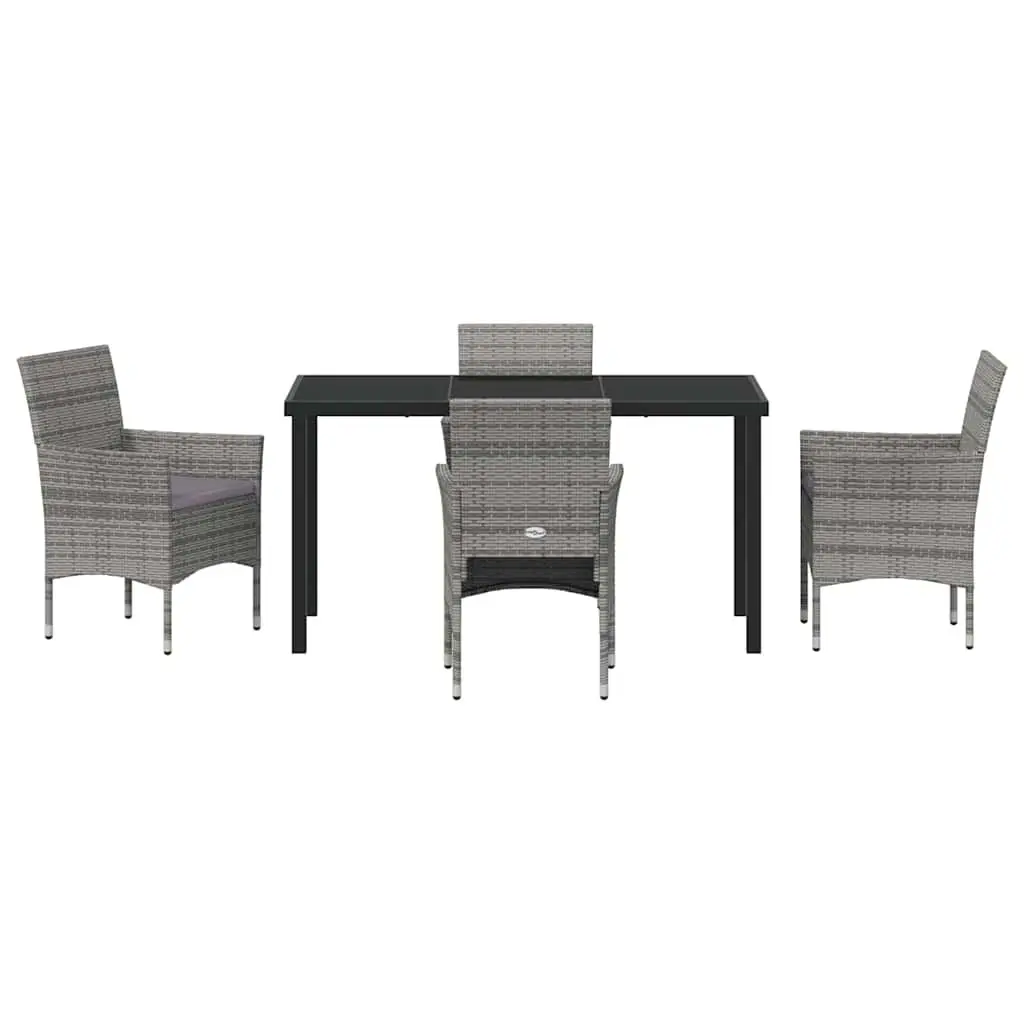 Garden Dining Set 5 Pieces Grey Outdoor Furniture Patio Table Chairs
