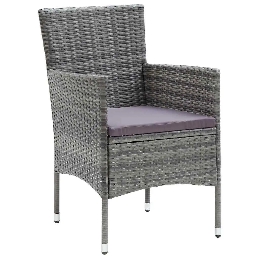 Garden Dining Set 7 Pieces Grey Outdoor Furniture Cushions Glass Table