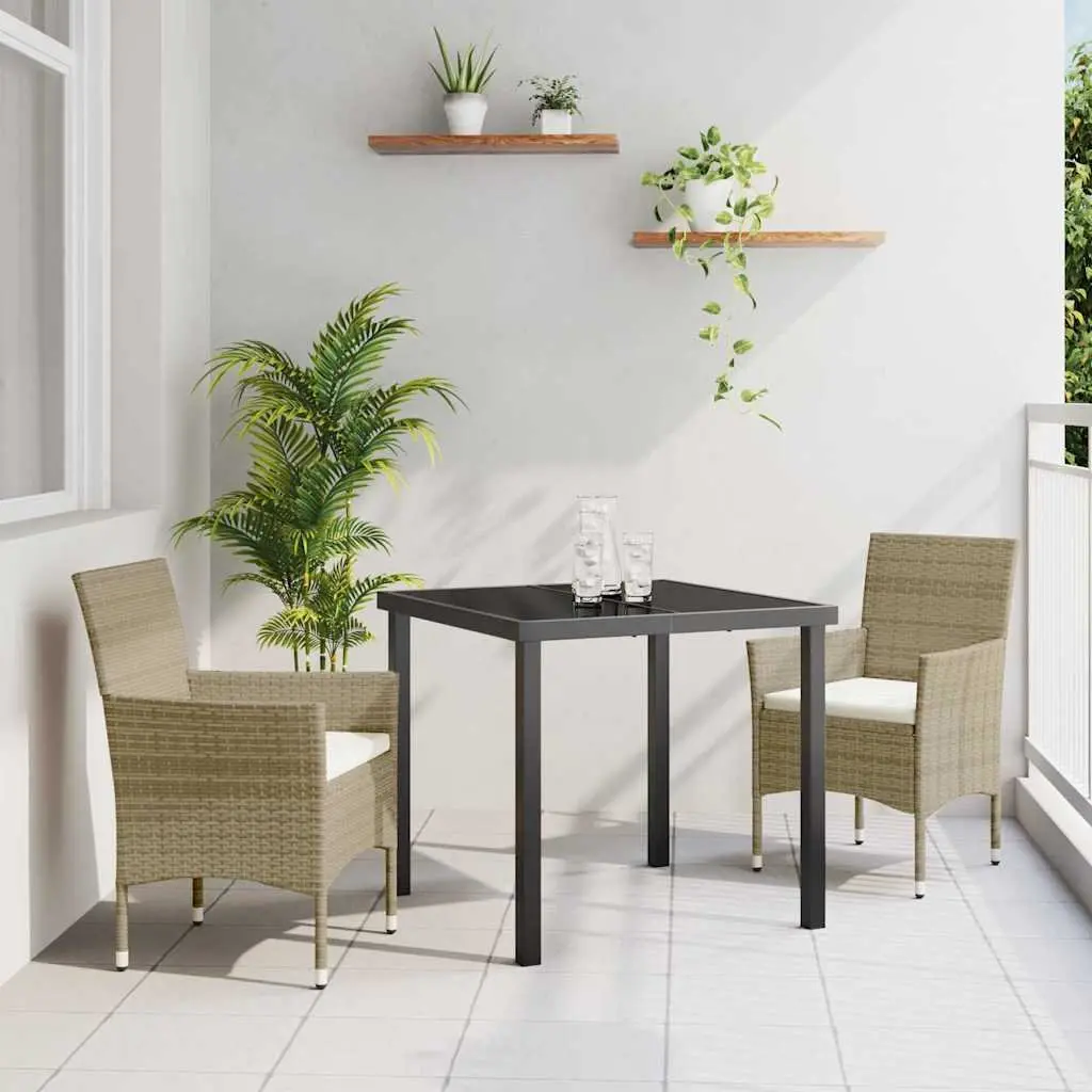 Outdoor Dining Set 3 Pieces Garden Patio Furniture Beige