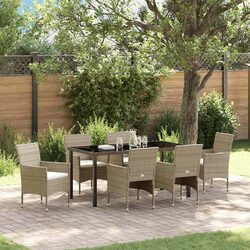 Comfortable 7-Piece Beige Garden Dining Set
