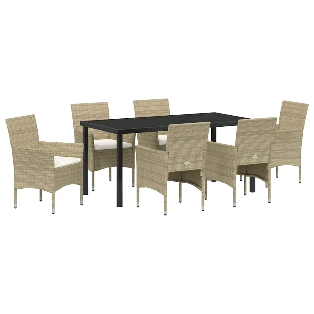 Garden Dining Set 7 Piece Outdoor Furniture Beige Patio Table Chairs
