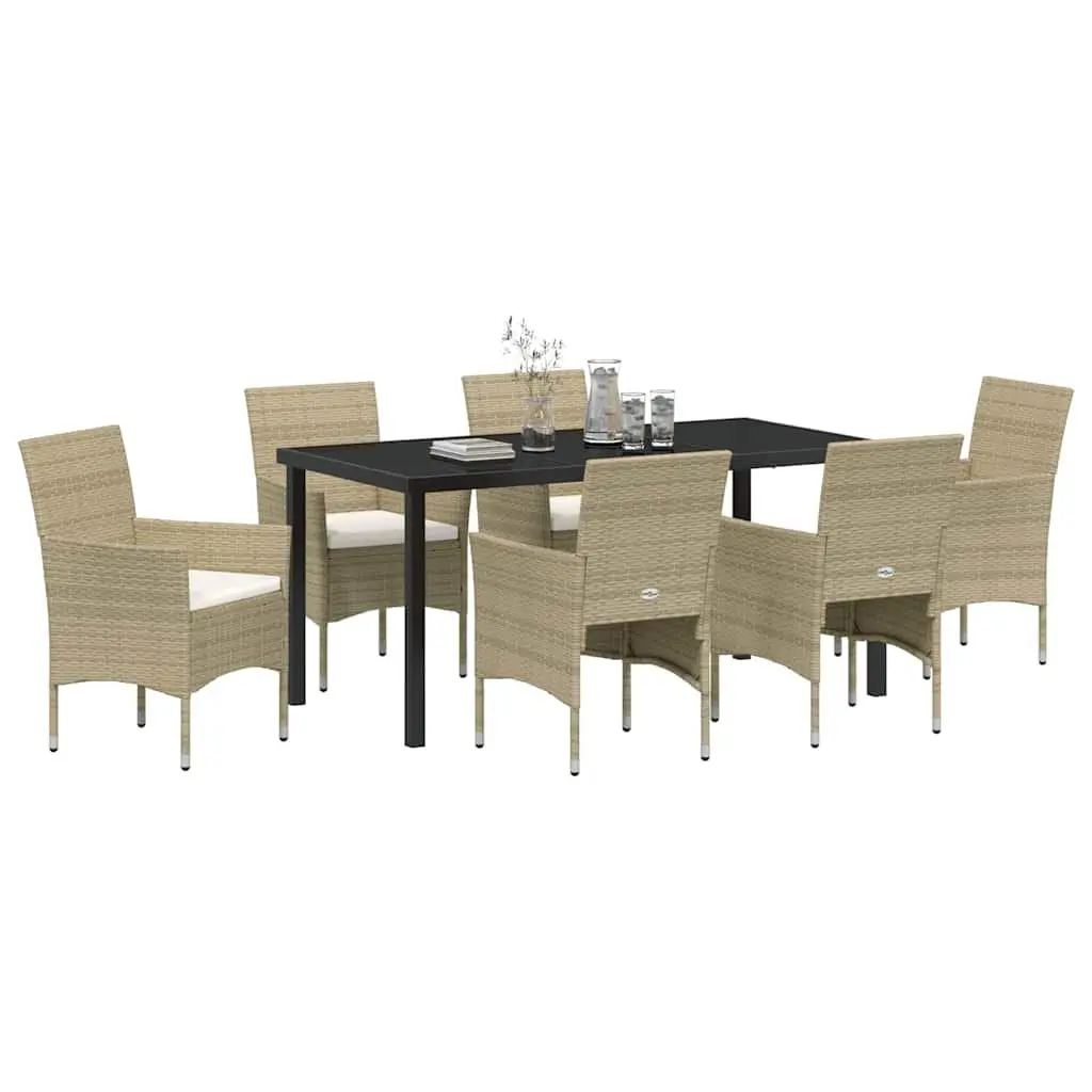 Garden Dining Set 7 Piece Outdoor Furniture Beige Patio Table Chairs