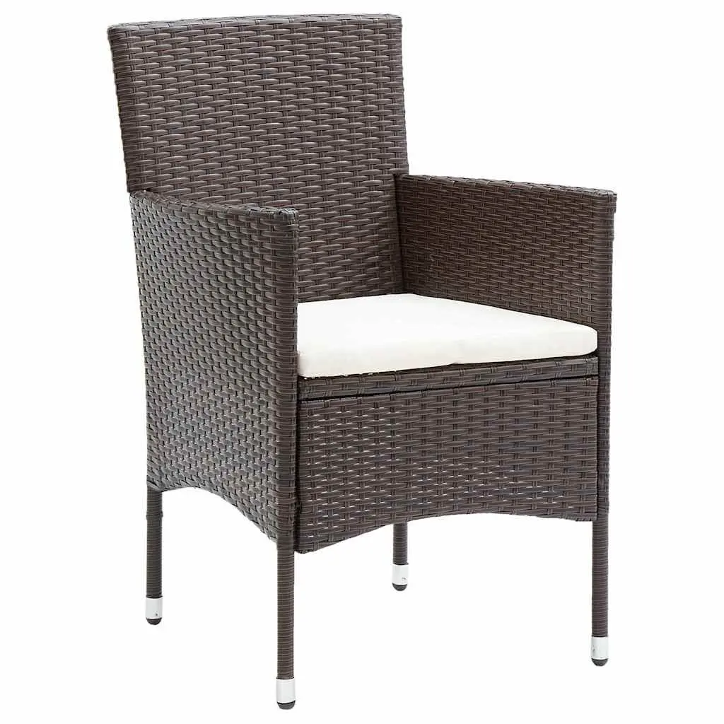 Outdoor Furniture Set 7 Piece Garden Dining Brown Poly Rattan Tempered Glass