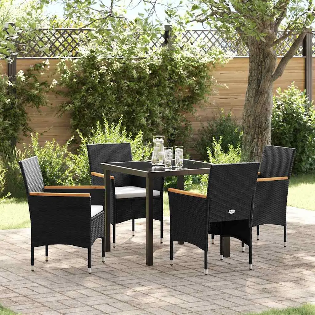 Garden Dining Set Outdoor Furniture 5 Pieces Patio Seating Table Chair Black