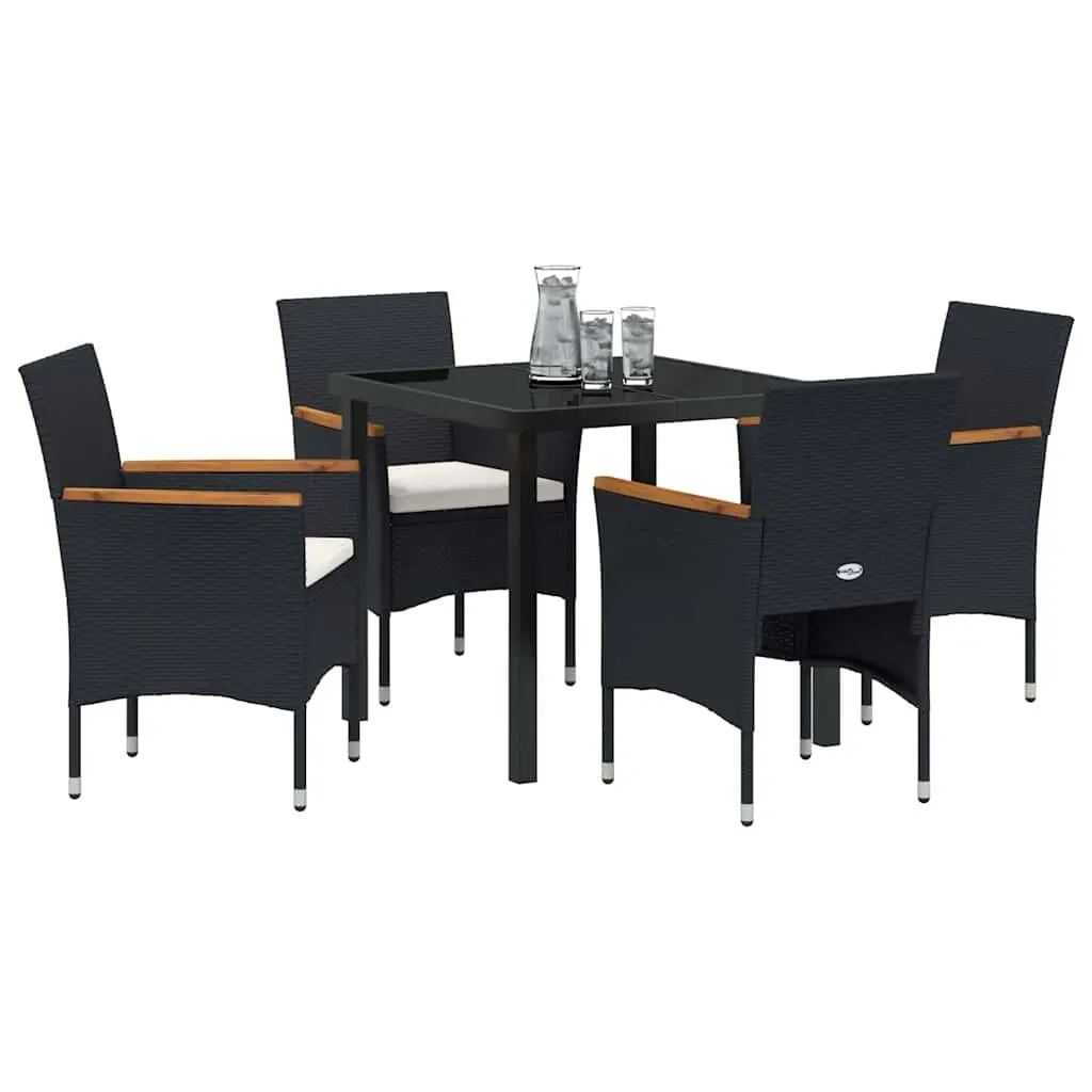 Garden Dining Set Outdoor Furniture 5 Pieces Patio Seating Table Chair Black
