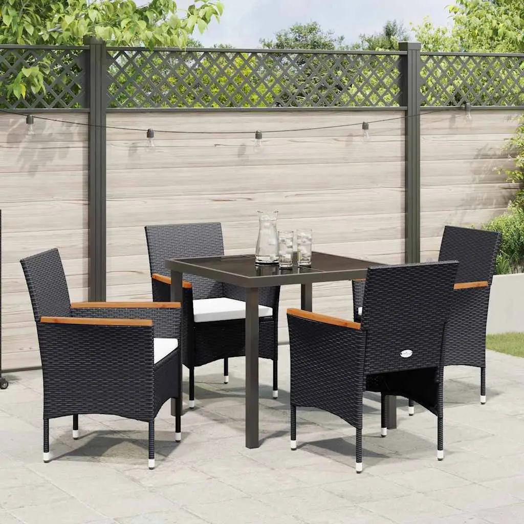 Garden Dining Set Outdoor Furniture 5 Pieces Patio Seating Table Chair Black
