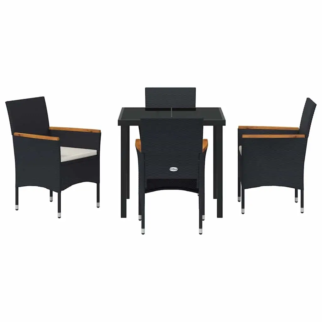 Garden Dining Set Outdoor Furniture 5 Pieces Patio Seating Table Chair Black