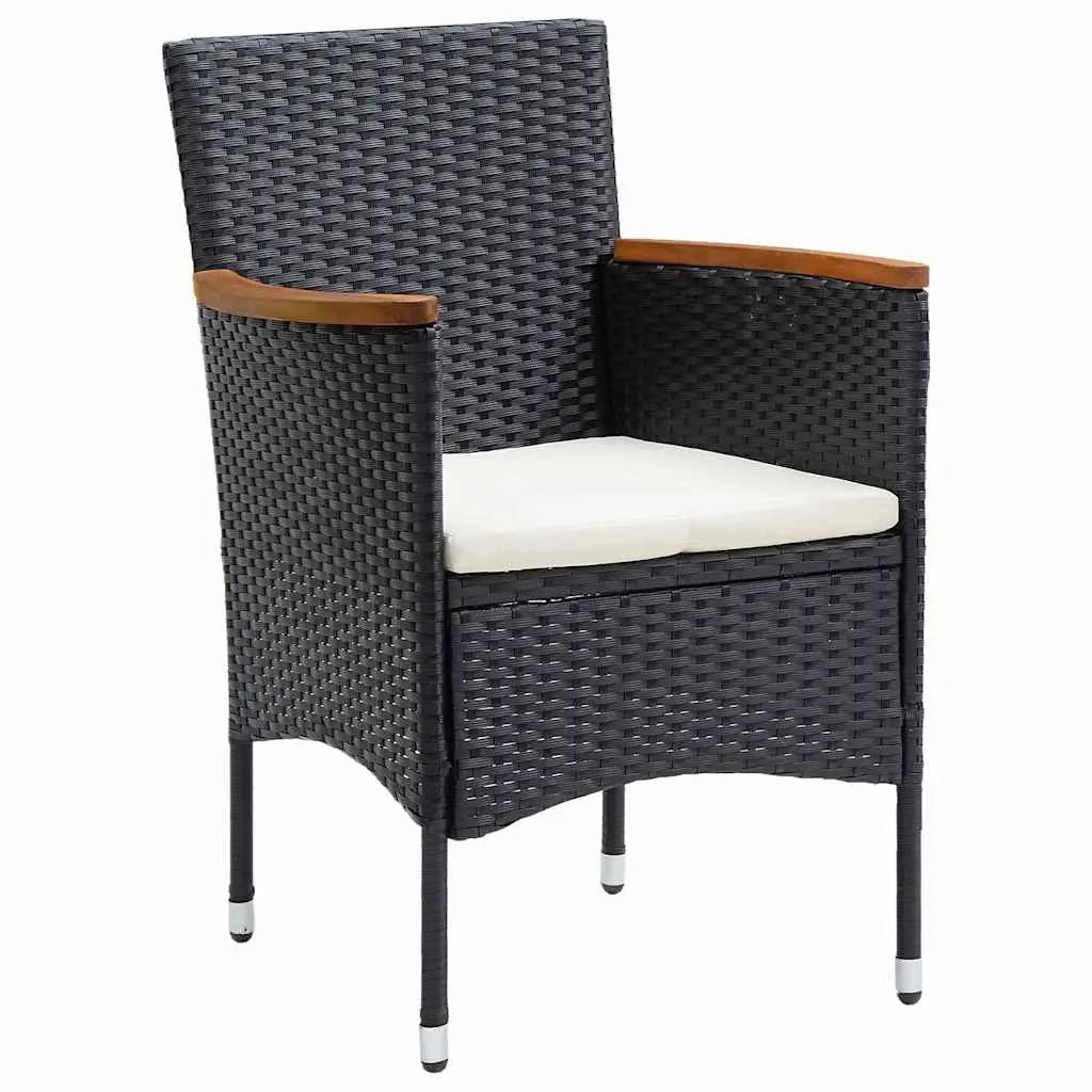 Garden Dining Set Outdoor Patio 5 Piece Black Poly Rattan Furniture