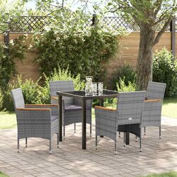 Value-Packed 5-Piece Grey Garden Dining Set with Glass Table