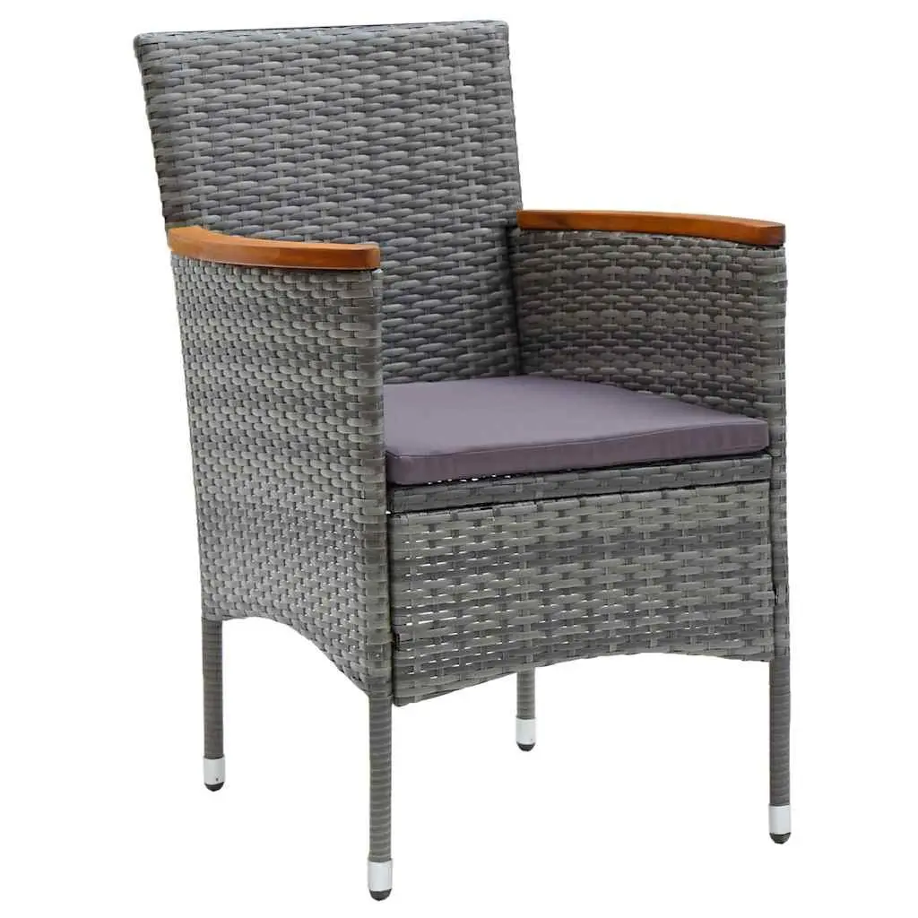 Garden Dining Set Outdoor Patio Furniture 5 Piece Grey Poly Rattan Glass Table