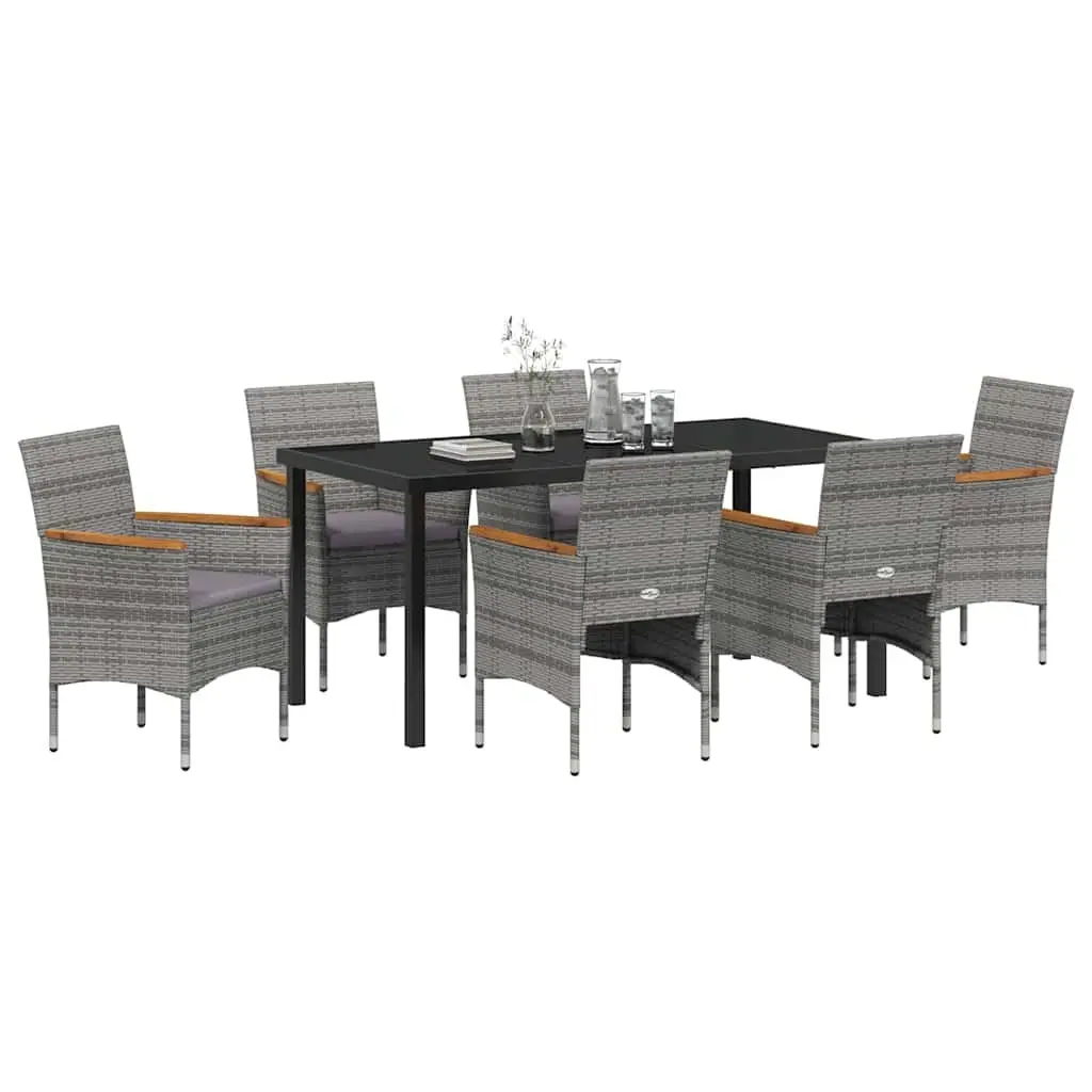 Garden Dining Set 7 Piece Outdoor Furniture Grey Poly Rattan Patio Seating