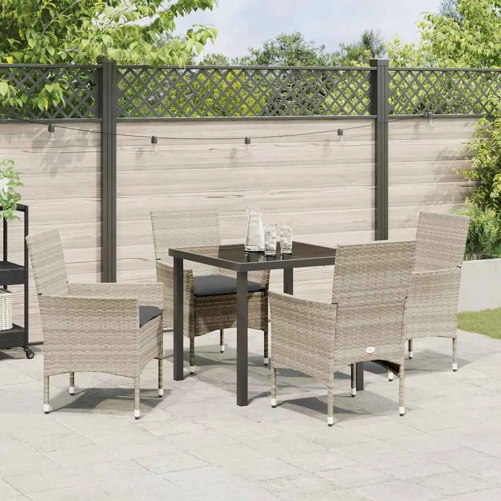 Garden Dining Set 5 Piece Outdoor Furniture Light Grey Poly Rattan