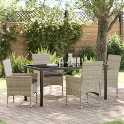 Reliable 5-Piece Light Grey Dining Set for Outdoor Use