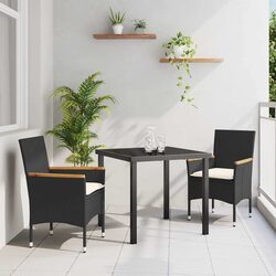 Comfortable Black Rattan Garden Dining Set with Cushions