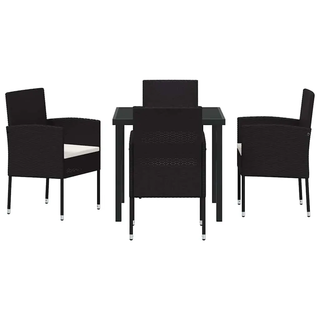 Garden Dining Set Outdoor Furniture 5 Piece Black Poly Rattan Table Chairs
