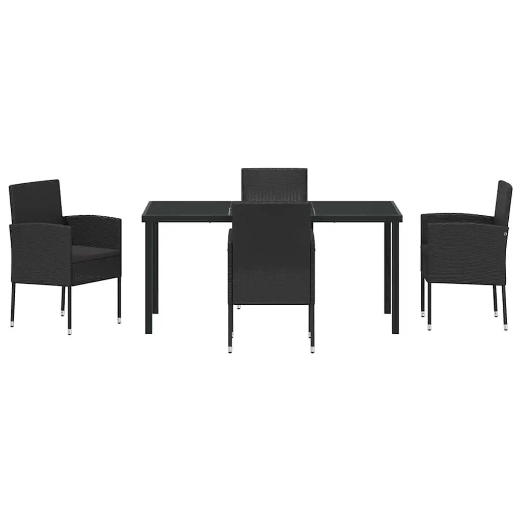 Outdoor Dining Set 5 Piece Garden Furniture Table Chairs Black Poly Rattan