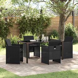 Comfortable Black Garden Dining Set with Cushions