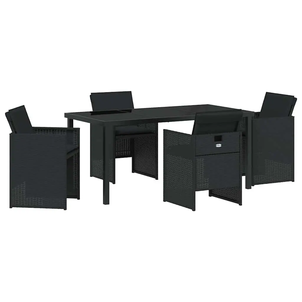 Garden Dining Set 5 Pieces Black Outdoor Furniture Patio Table Chairs Cushions