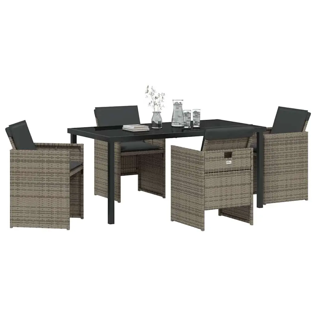 Garden Dining Set 5 Piece Outdoor Furniture Table Chairs Grey Poly Rattan Patio