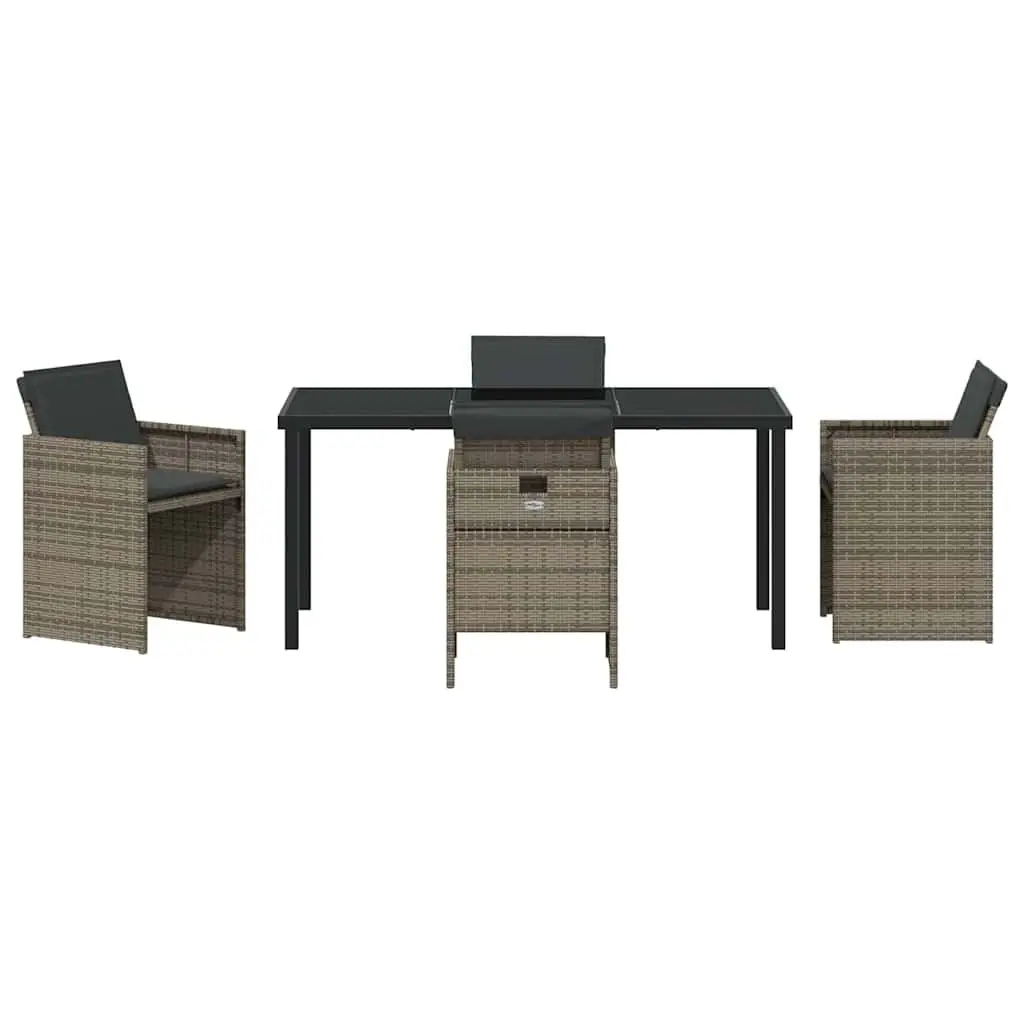 Garden Dining Set 5 Piece Outdoor Furniture Table Chairs Grey Poly Rattan Patio