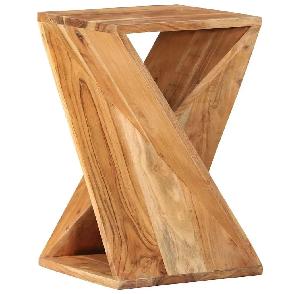 Solid Wood Acacia Side Table 35x35x55 cm Brown End Table Twisted Design