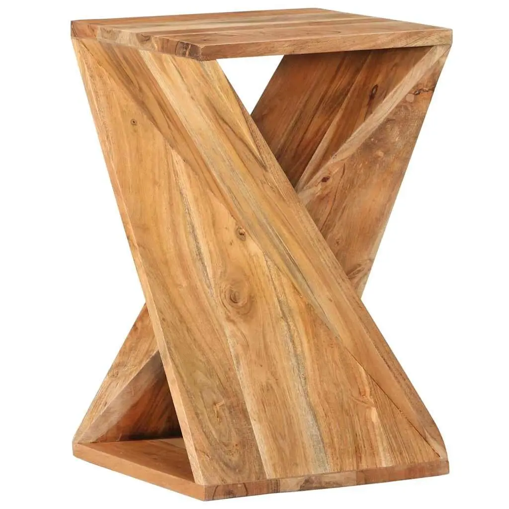 Solid Wood Acacia Side Table 35x35x55 cm Brown End Table Twisted Design
