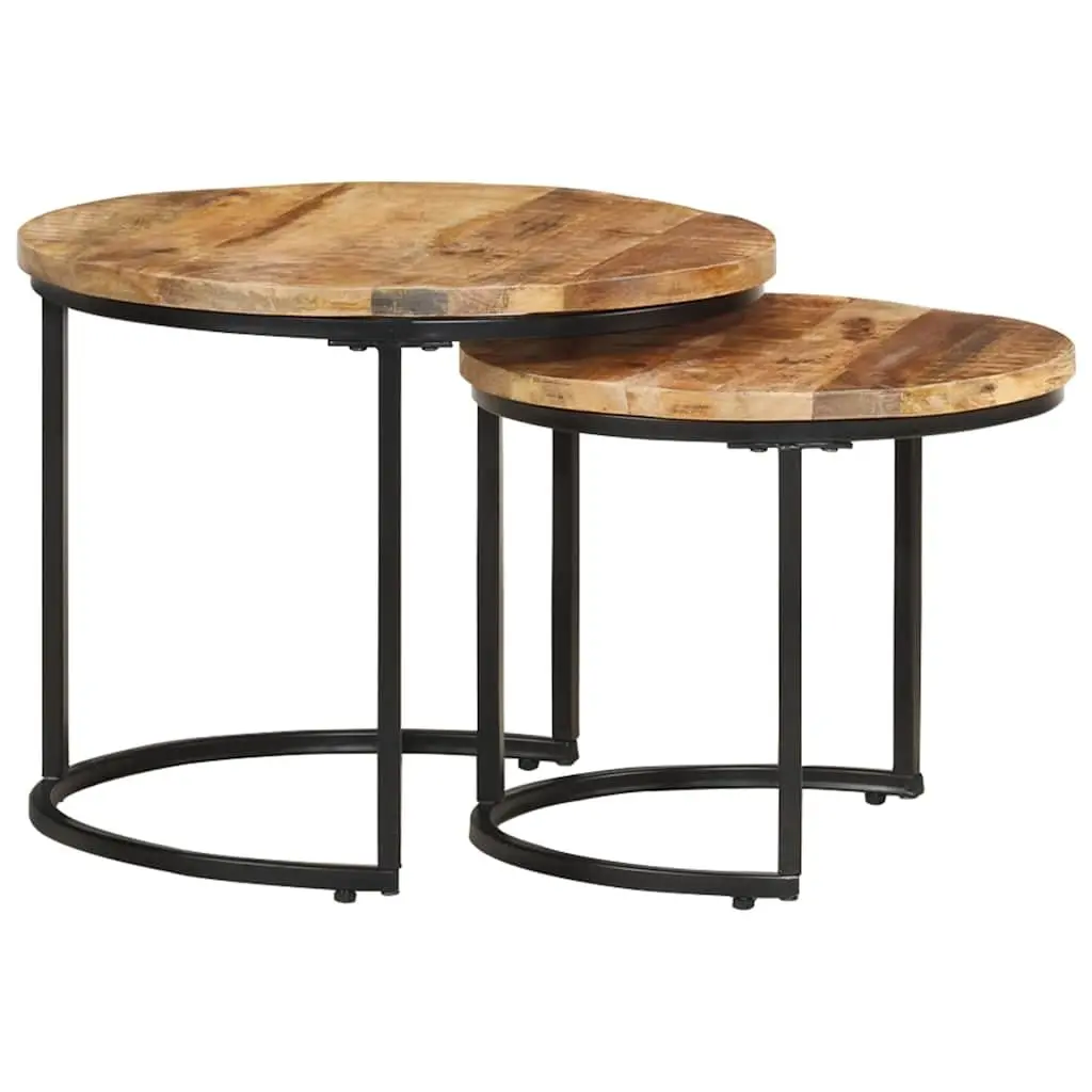 Nesting Tables Solid Wood Mango Brown 2 pcs Coffee Table Living Room Furniture