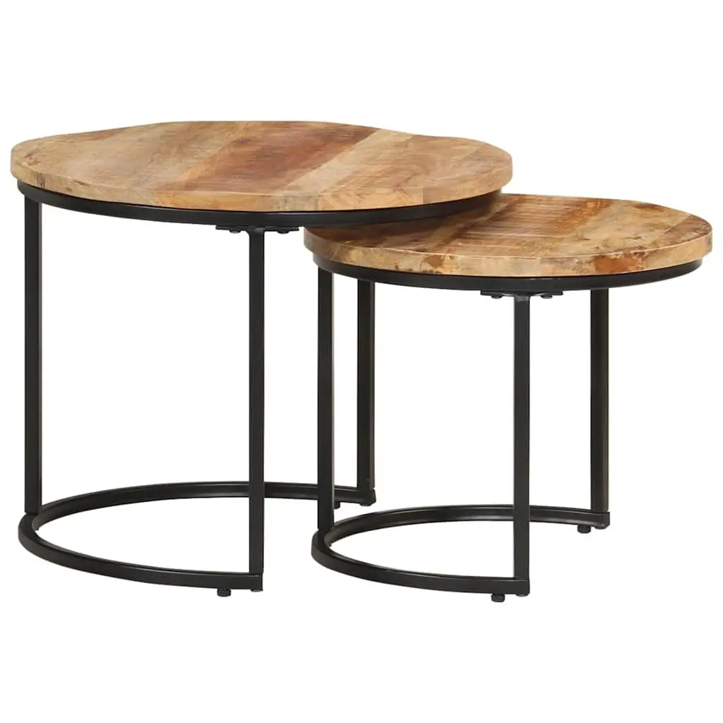 Nesting Tables Solid Wood Mango Brown 2 pcs Coffee Table Living Room Furniture