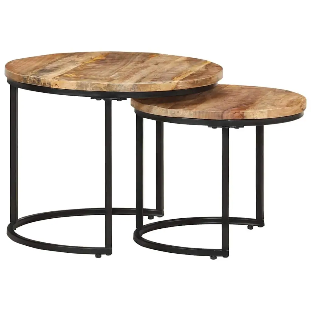 Nesting Tables Solid Wood Mango Brown 2 pcs Coffee Table Living Room Furniture