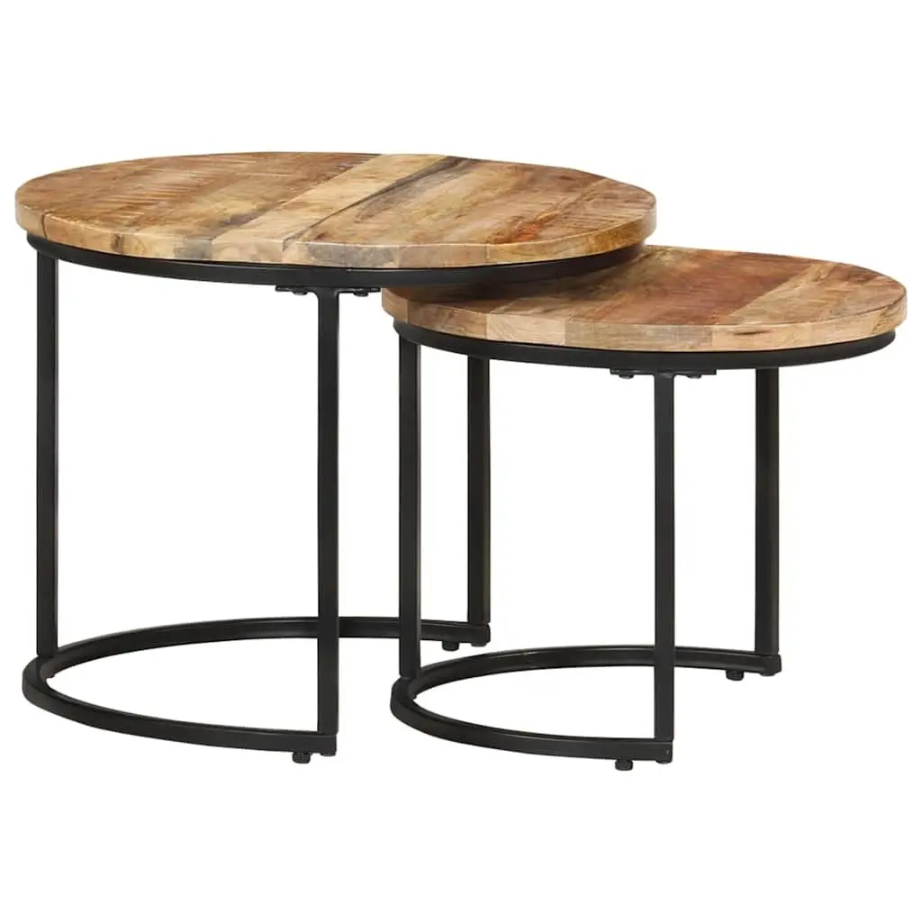 Nesting Tables Solid Wood Mango Brown 2 pcs Coffee Table Living Room Furniture