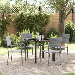 Comfortable 5 Piece Grey Garden Dining Set with Quality Finish
