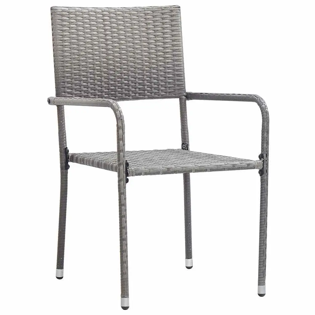 Garden Furniture Set 5 Piece Grey Poly Rattan Dining Outdoor Table Chairs with Tempered Glass Top
