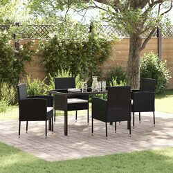 Garden Dining Set 5 Piece Outdoor Furniture Poly Rattan Glass Top Patio Seating