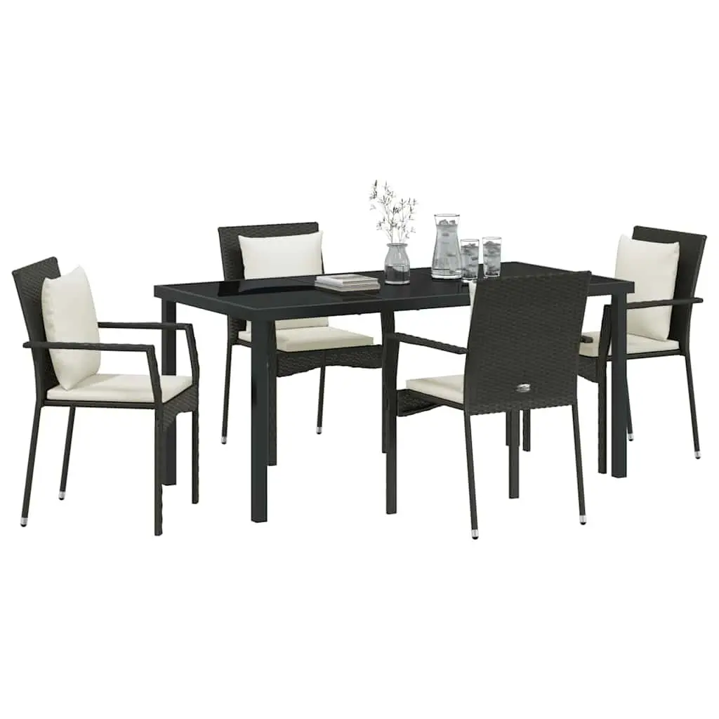Garden Dining Set 5 Pieces Outdoor Furniture Table Chairs Black