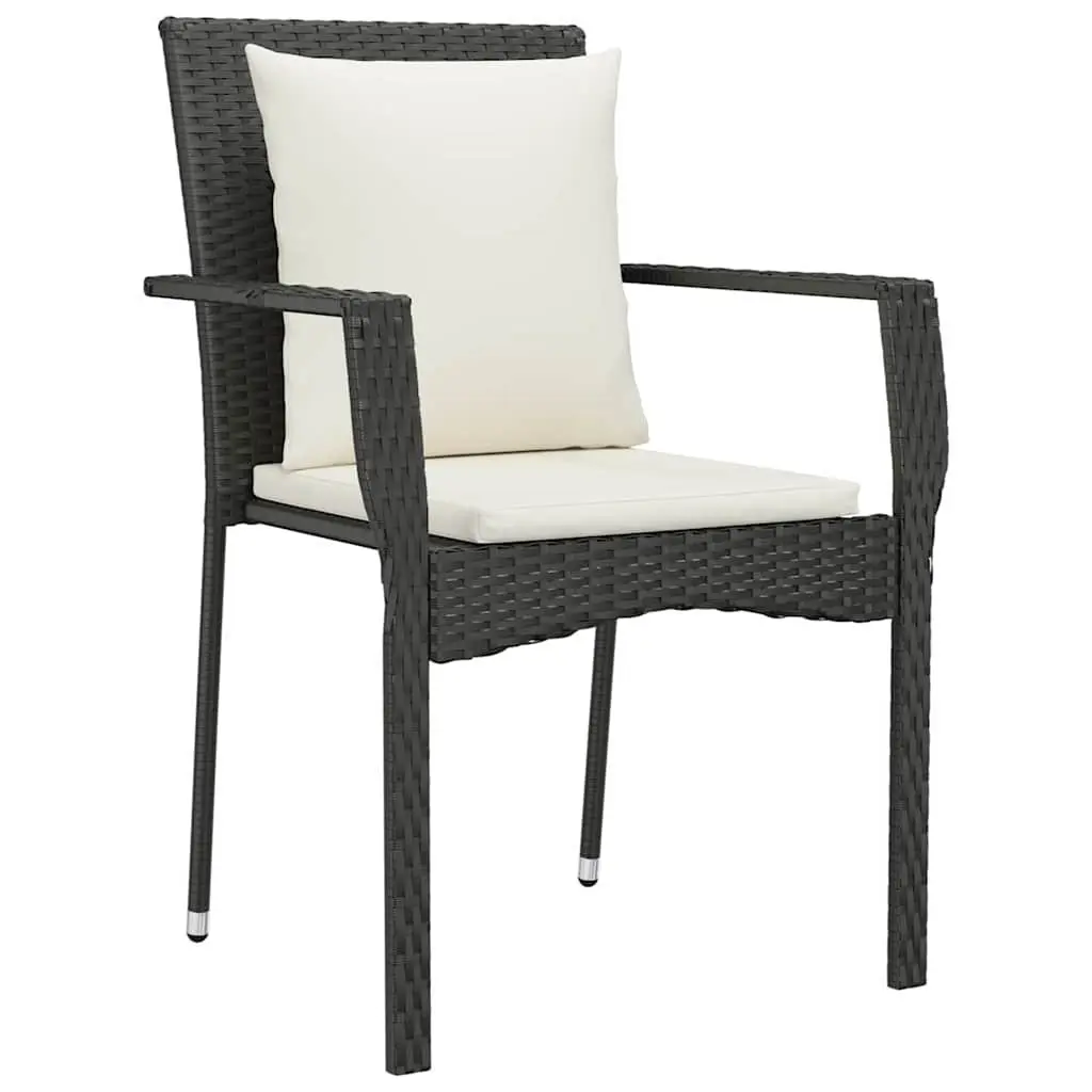 Garden Dining Set 5 Pieces Outdoor Furniture Table Chairs Black