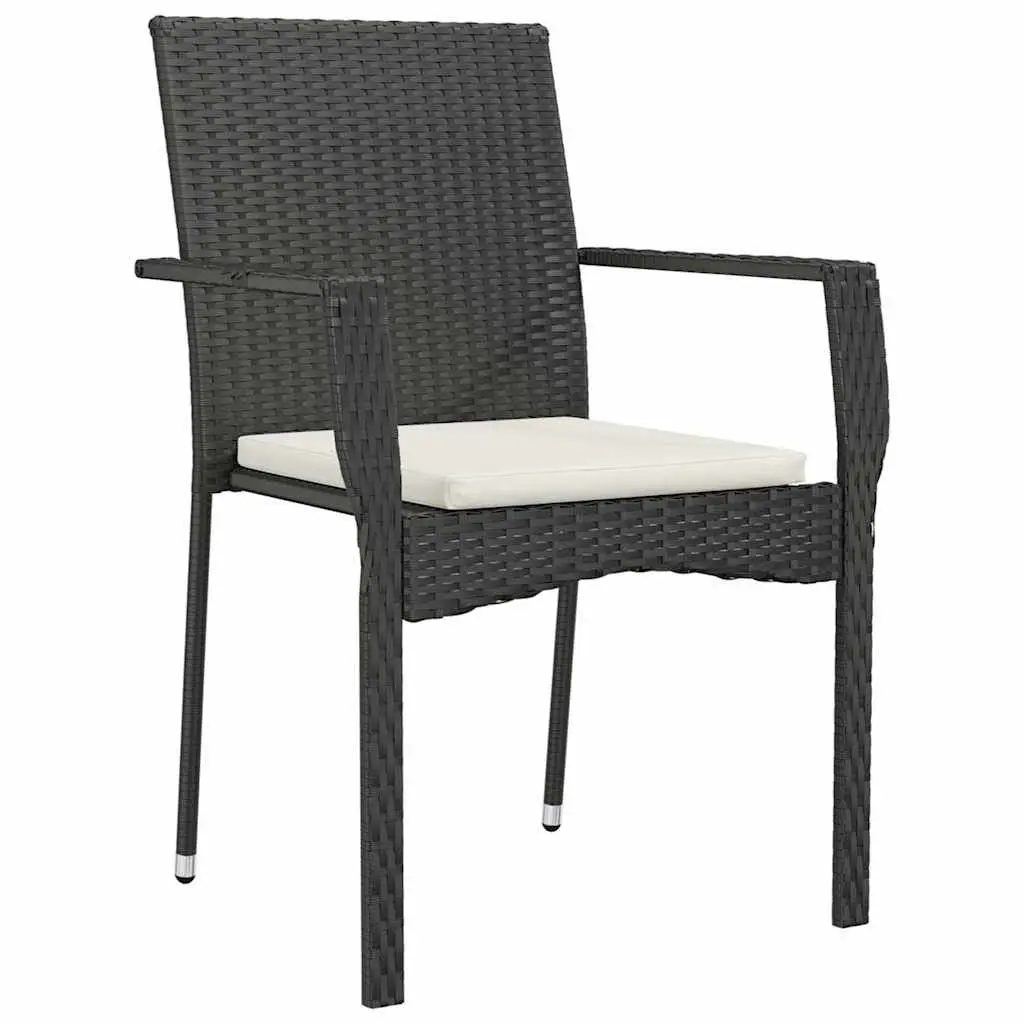 Garden Furniture Set 5 Piece Outdoor Dining Table Tempered Glass Black Chairs with Weatherproof Cushions