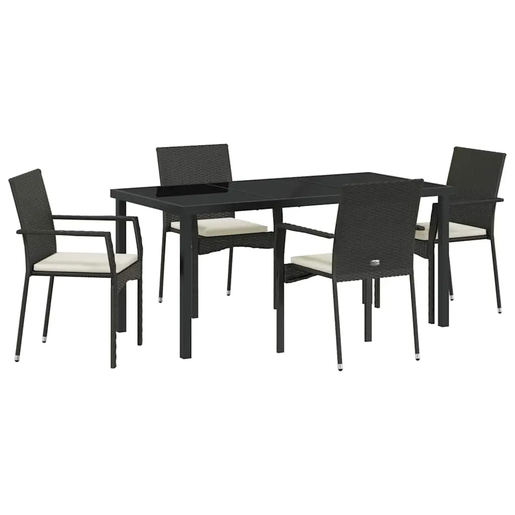 Garden Dining Set 5 Piece Black Outdoor Furniture Table Chair Cushion Patio