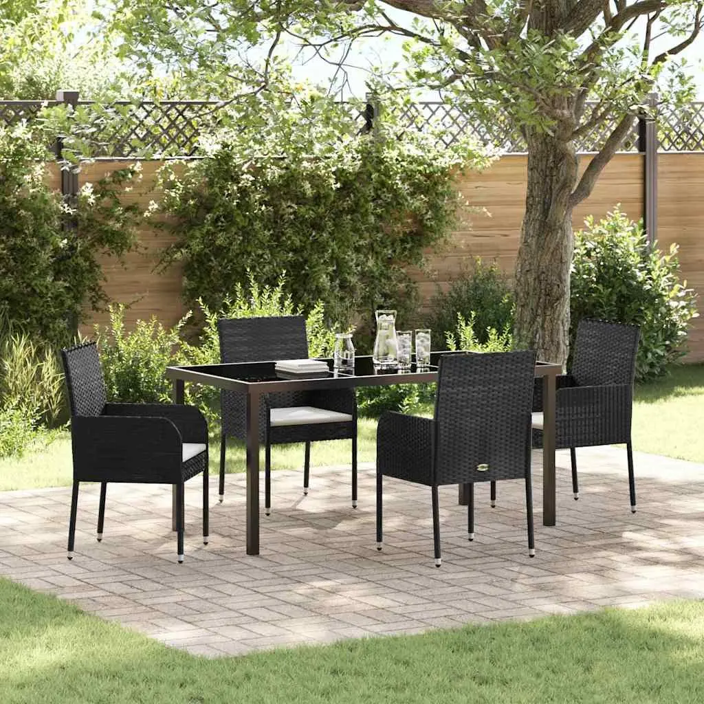 Garden Dining Set 5 Piece Outdoor Furniture Poly Rattan Black