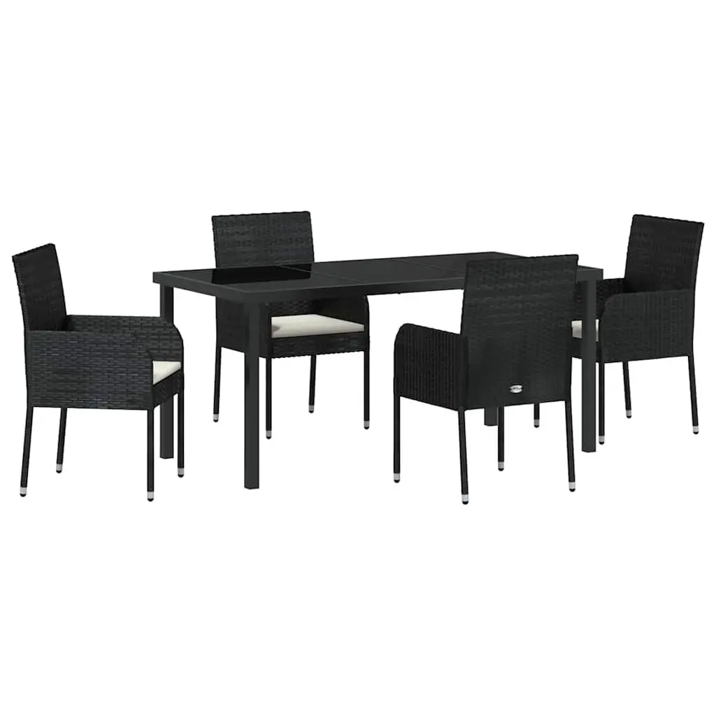 Garden Dining Set 5 Piece Outdoor Furniture Poly Rattan Black
