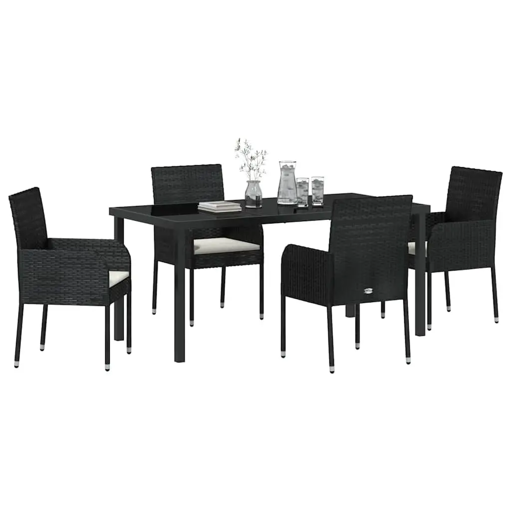 Garden Dining Set 5 Piece Outdoor Furniture Poly Rattan Black