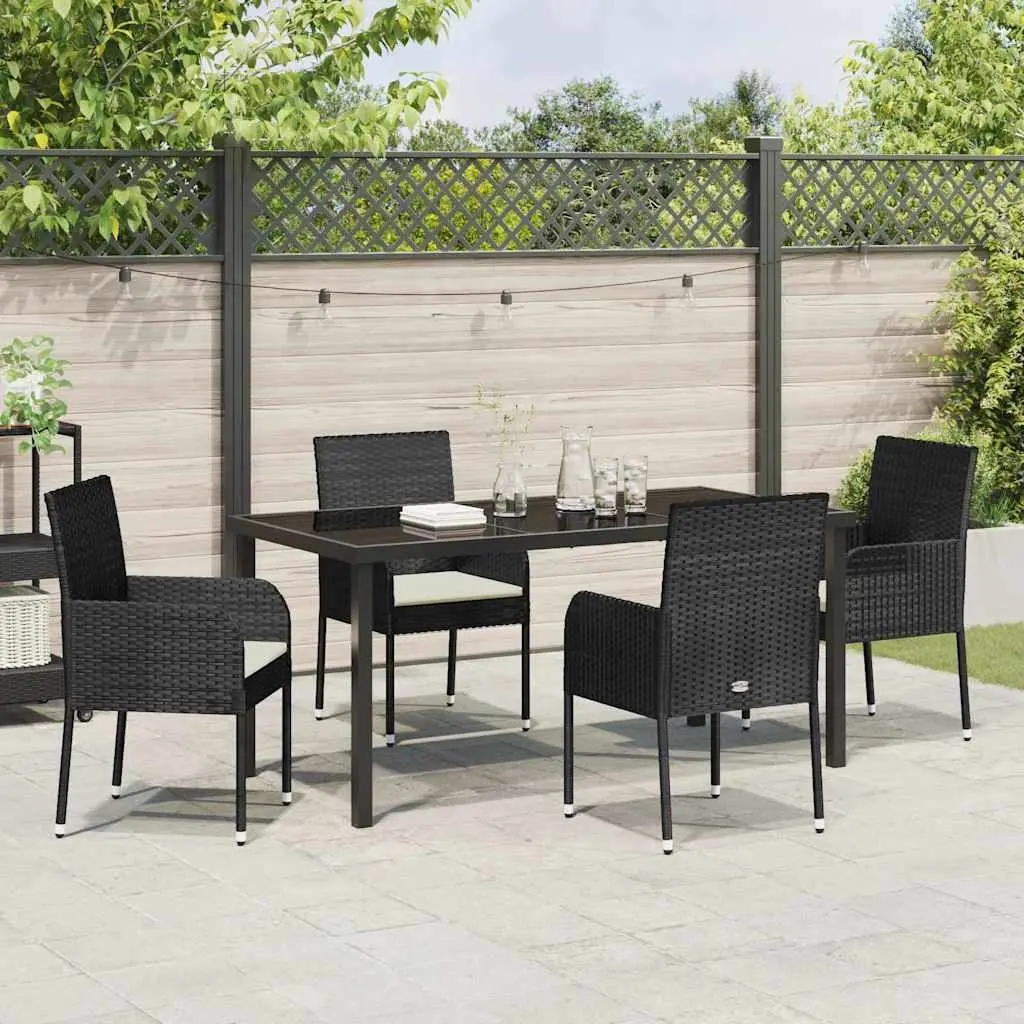 Garden Dining Set 5 Piece Outdoor Furniture Poly Rattan Black