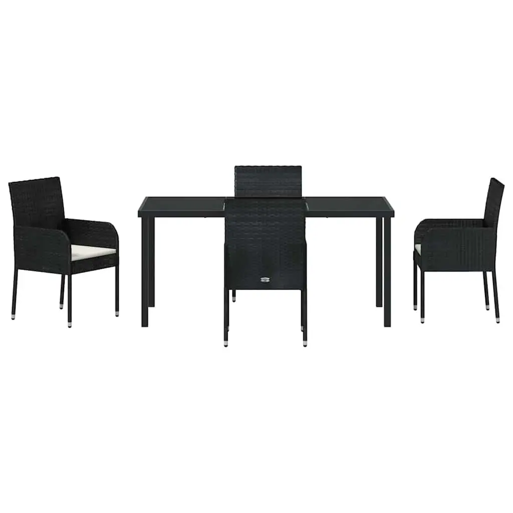 Garden Dining Set 5 Piece Outdoor Furniture Poly Rattan Black