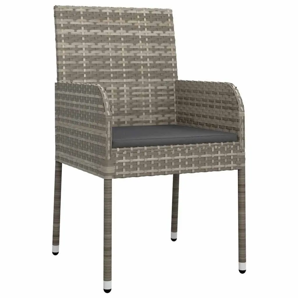 Garden Dining Set 5 Piece Outdoor Furniture Grey Poly Rattan Cushioned Seats